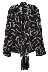 Royal Leopard Shirt With Satin Fringed Scarf