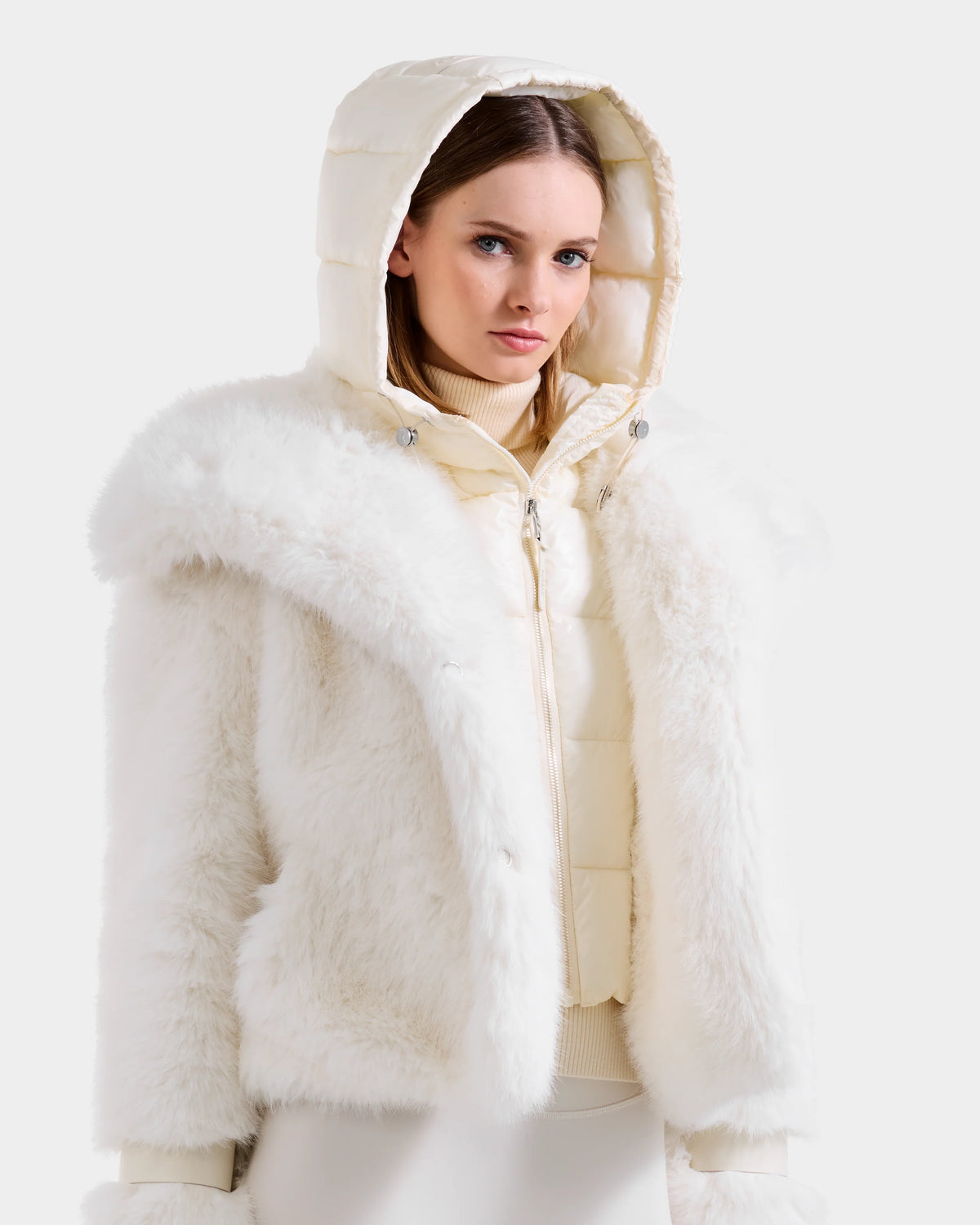 Chloe Faux Fur Coat with Removable Dickie