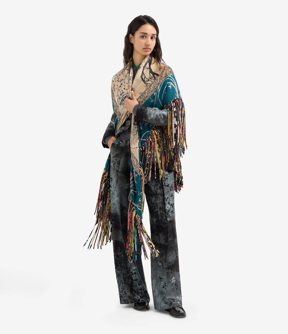 Ruffle Cuff Wool Cardigan