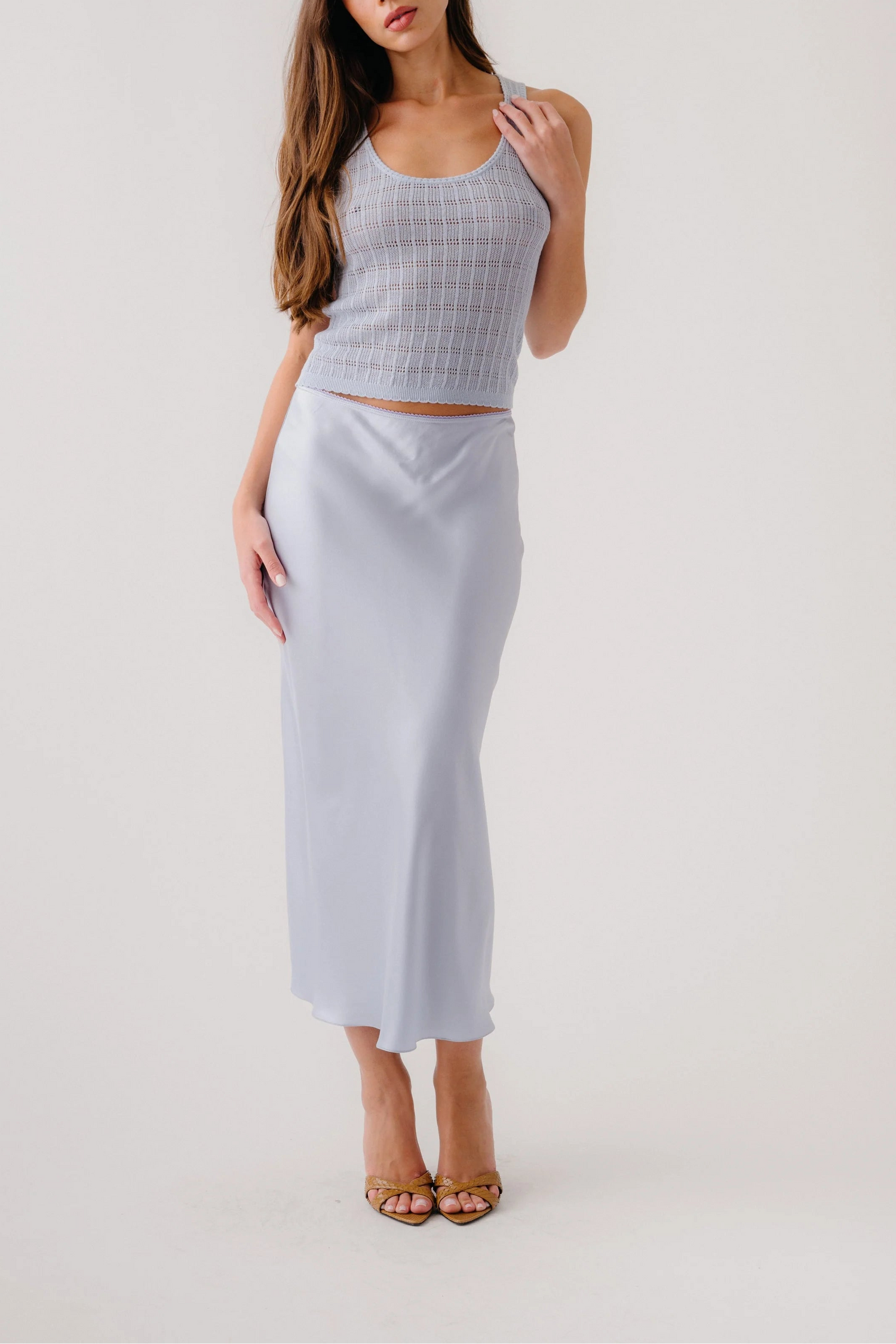 Miranda B Scallop Trim Bias Cut Pull On Skirt