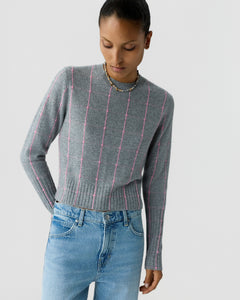 Guest In Residence Shrunken Checker Crew in Heather Grey Sprinkle close up