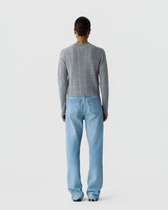 Guest In Residence Shrunken Checker Crew in Heather Grey Sprinkle back view