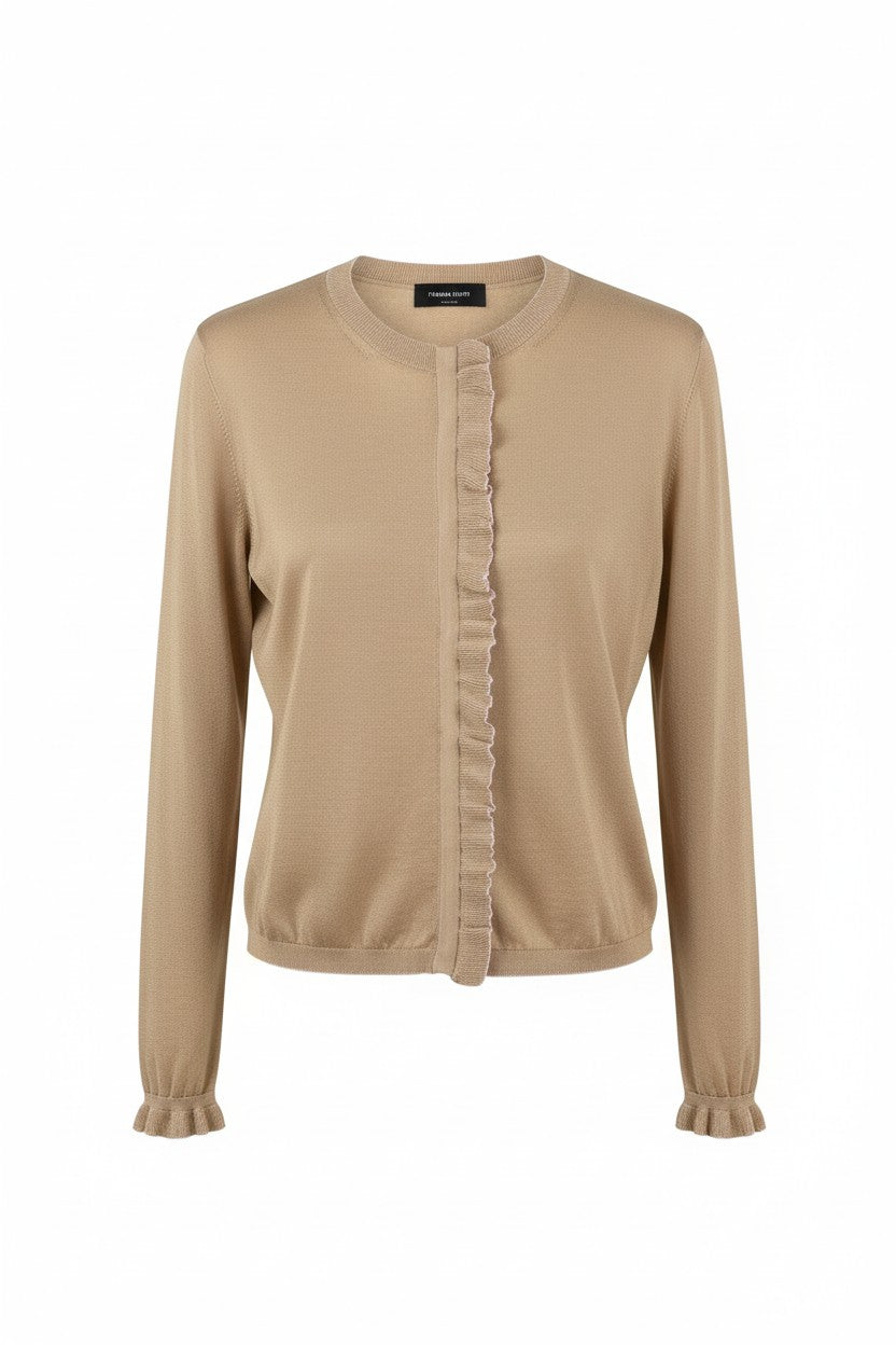 Silk Cotton Crew Neck Cardigan