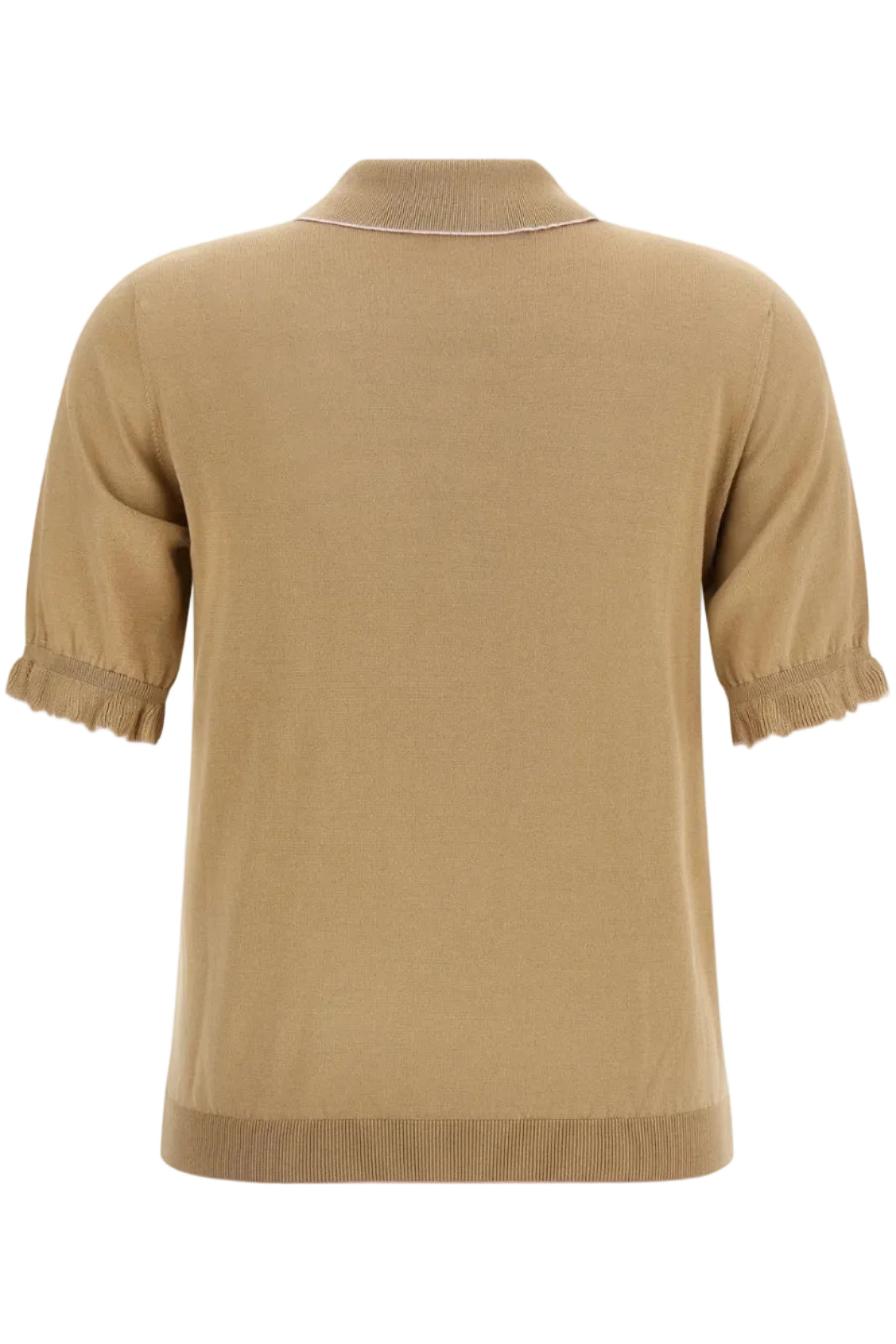 Silk Cotton Ruffle Polo