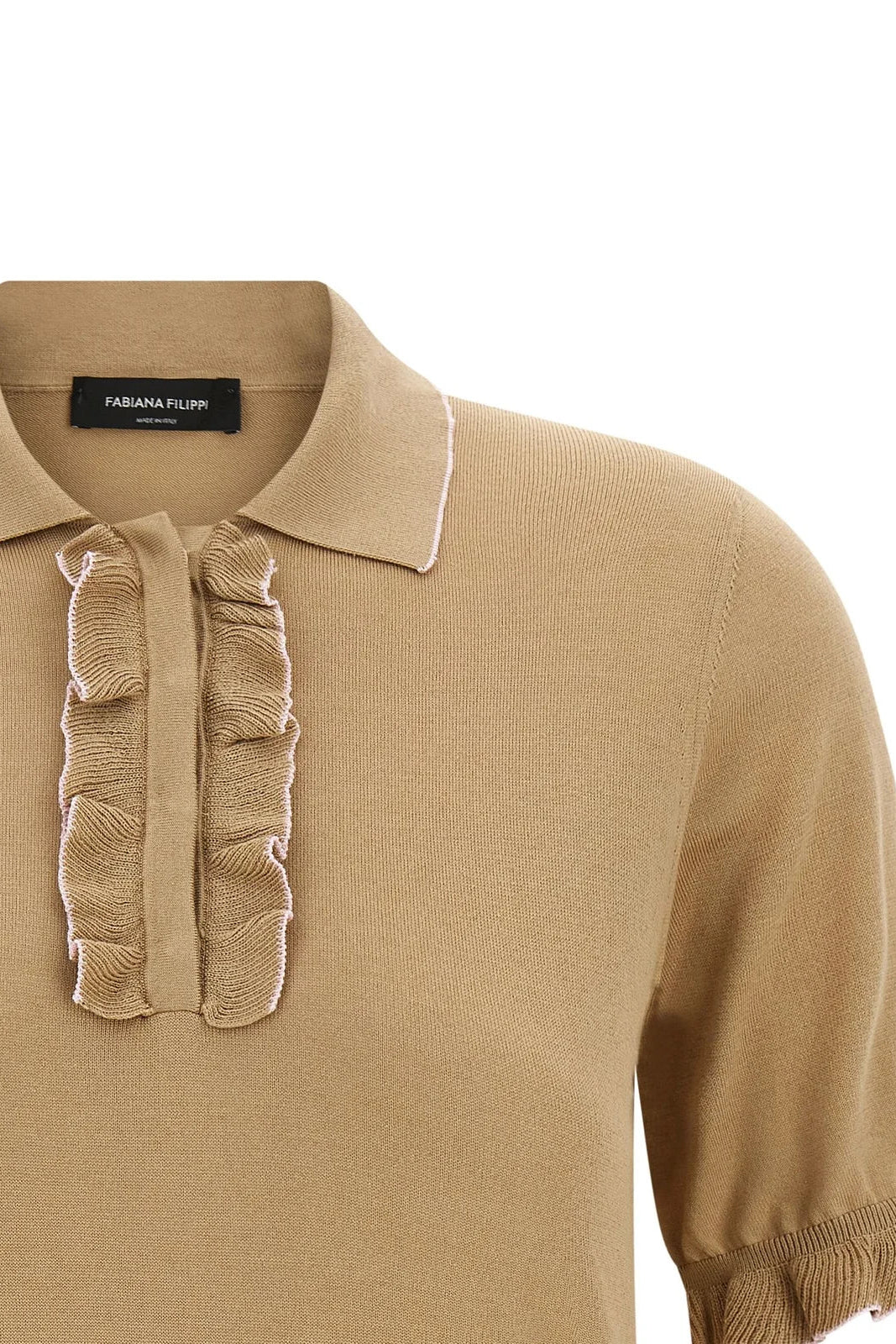 Silk Cotton Ruffle Polo