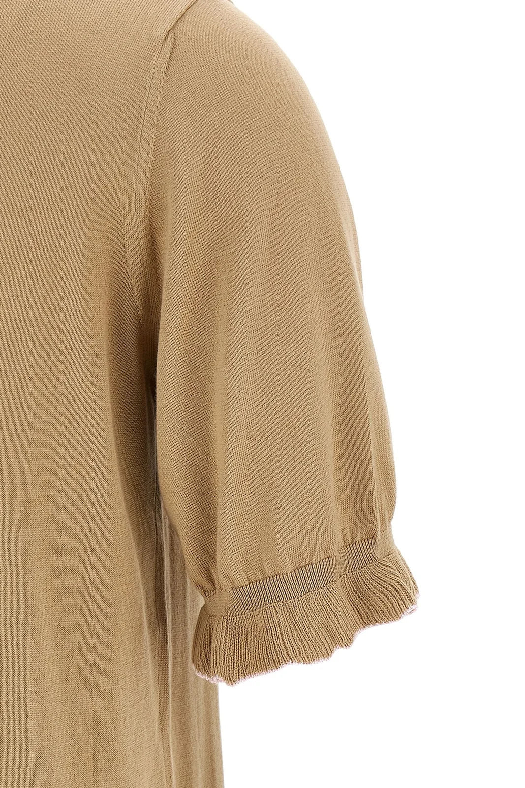 Silk Cotton Ruffle Polo