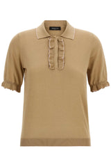 Silk Cotton Ruffle Polo