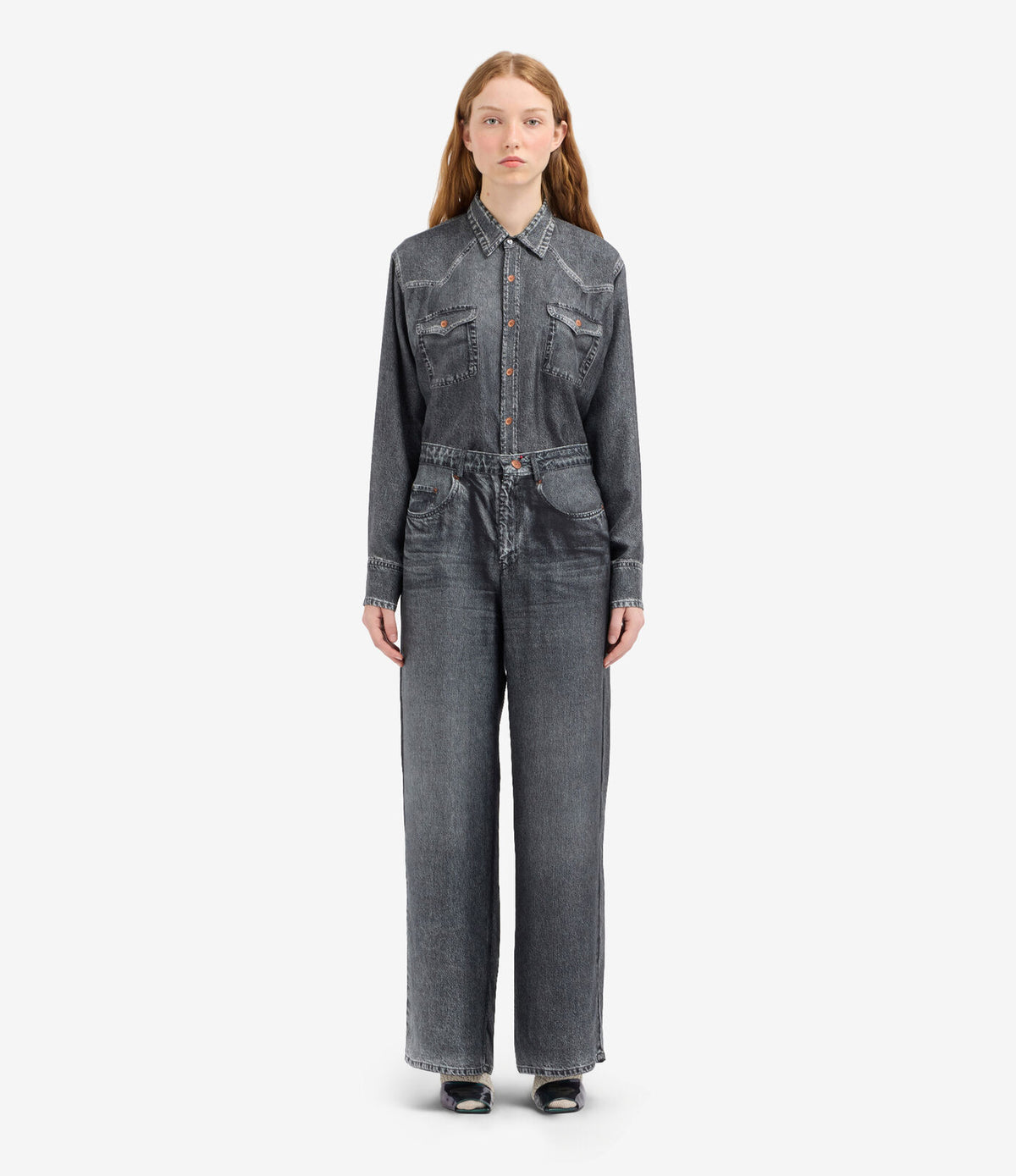 Silk Denim Printed Trousers