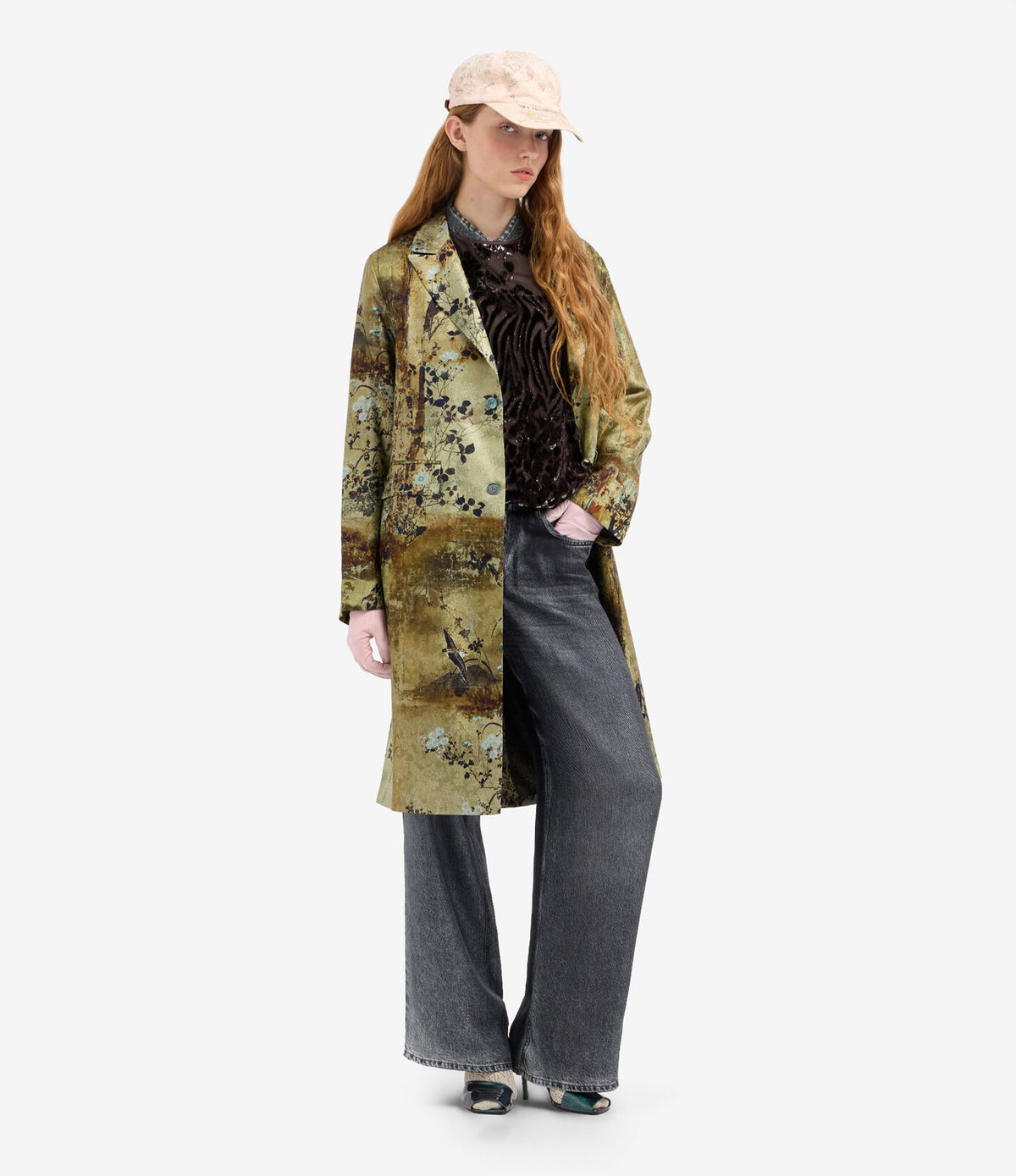 Silk Denim Printed Trousers