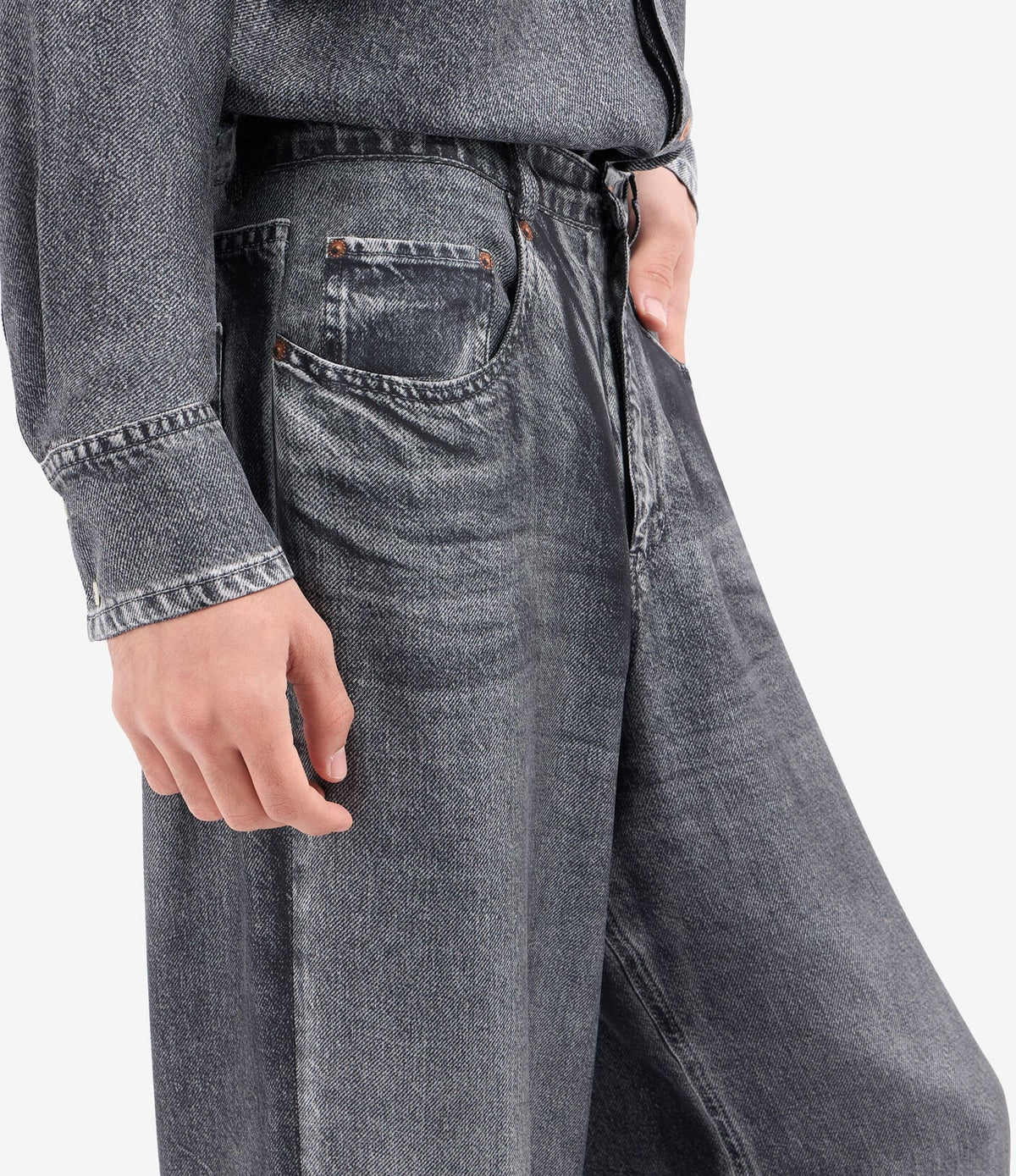 Silk Denim Printed Trousers