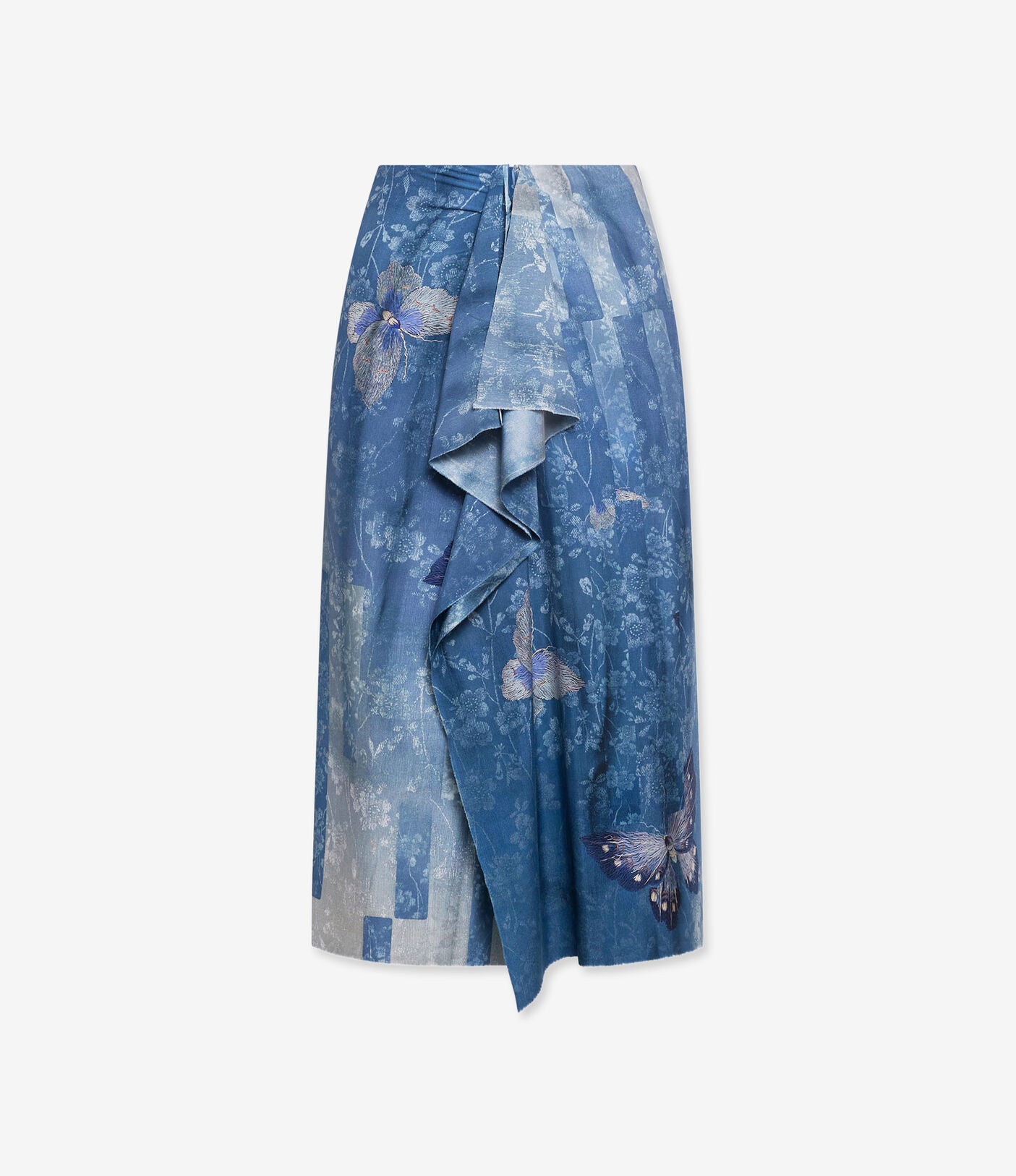 Silk Ruffle Front Skirt