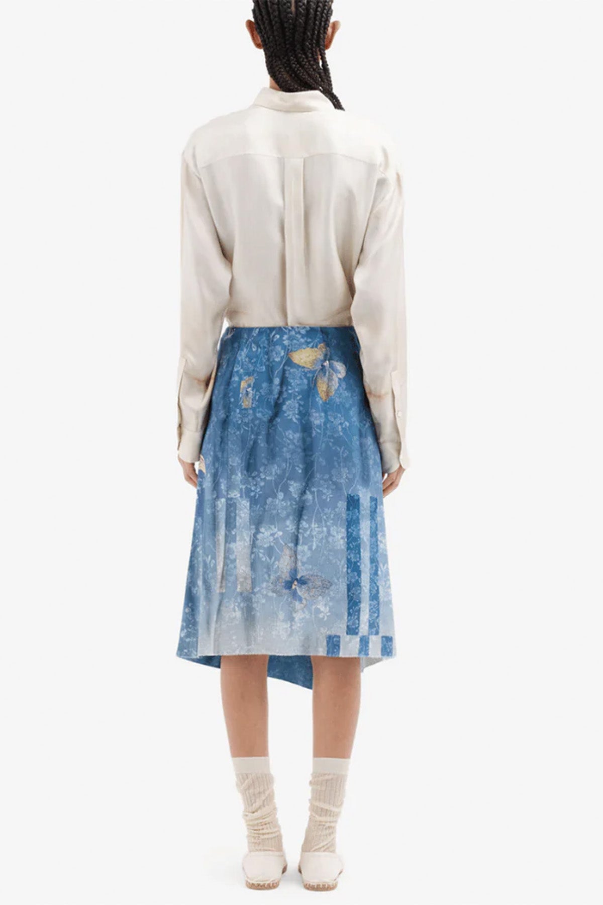 Silk Ruffle Front Skirt