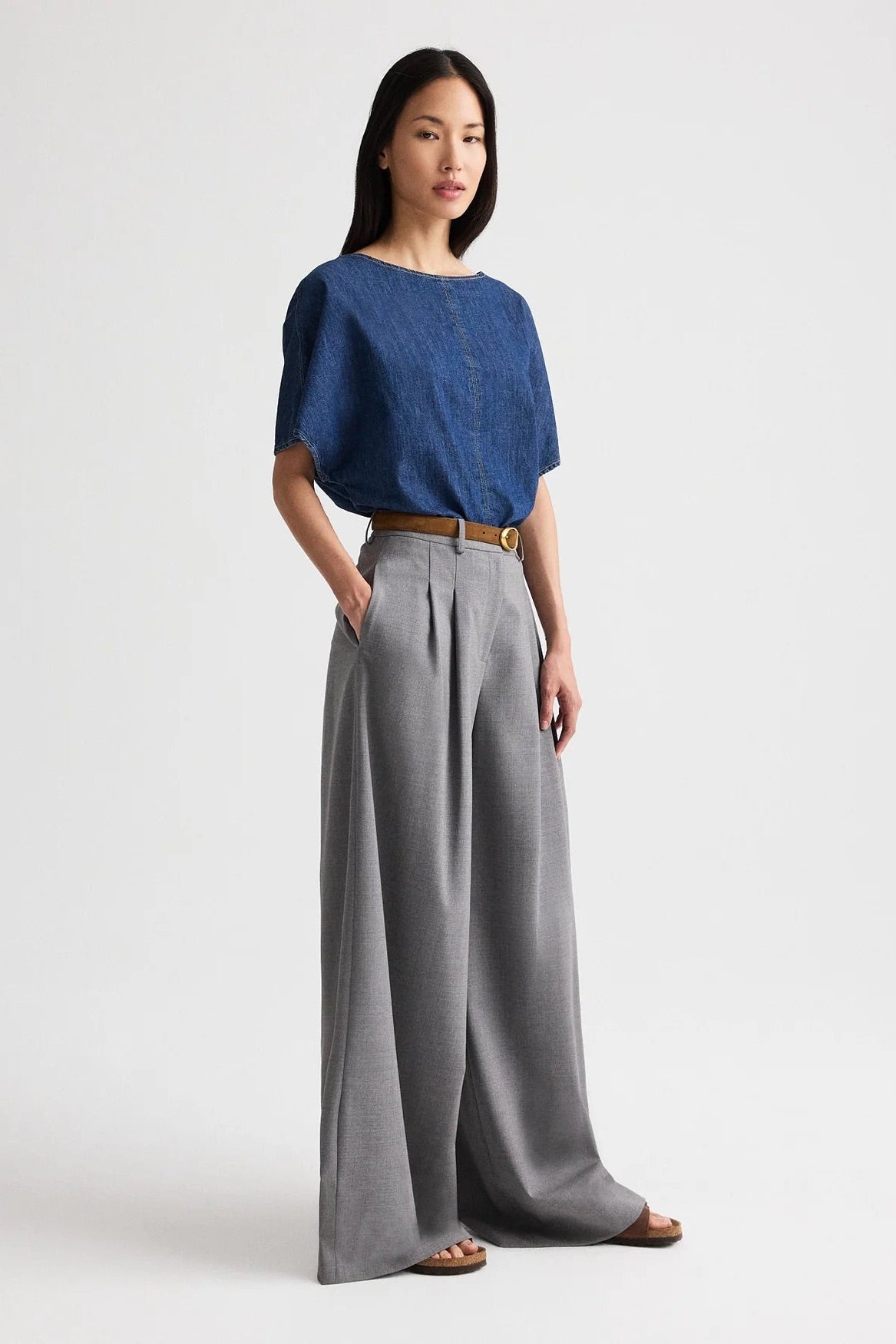 Simple T in Denim Shirting
