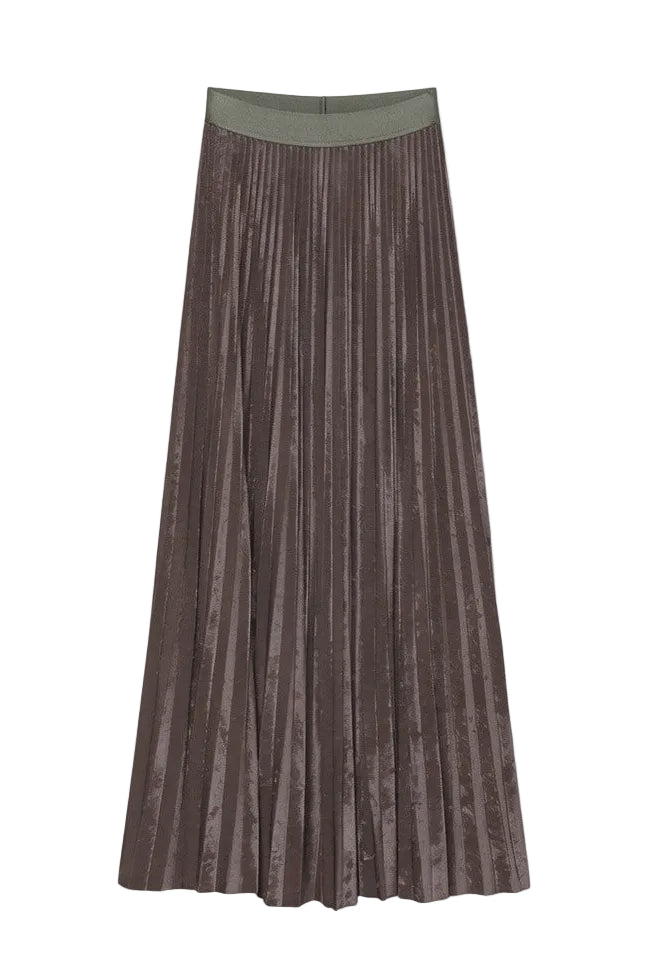 Soleil Plisse' Flocked Stretch Tulle Midi Skirt