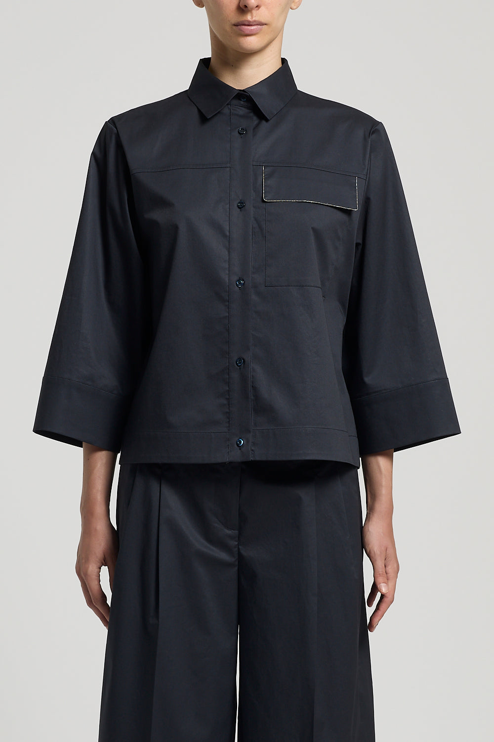 Stretch Cotton Light Satin Shirt