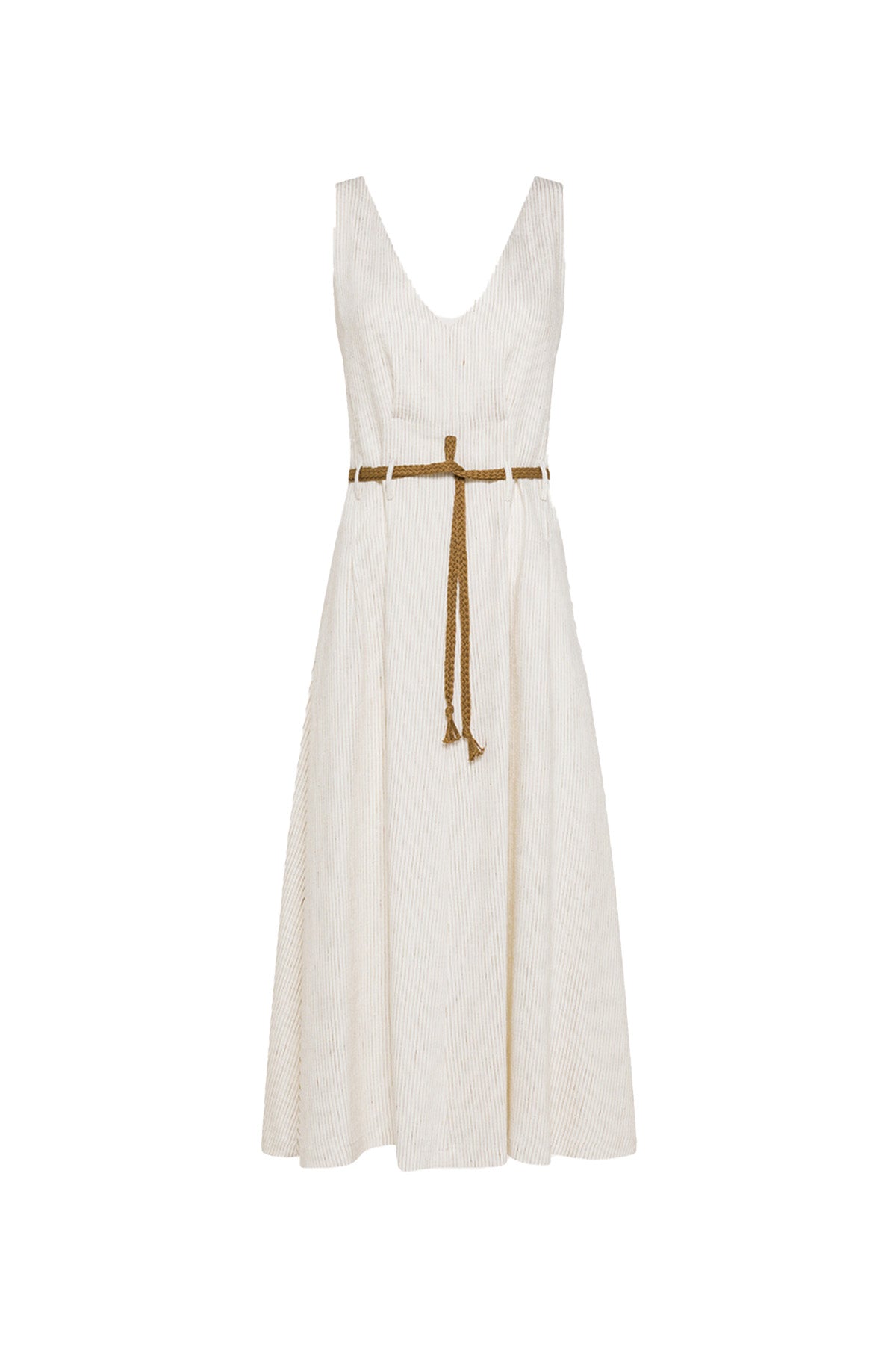 Striped Linen Midi Dress