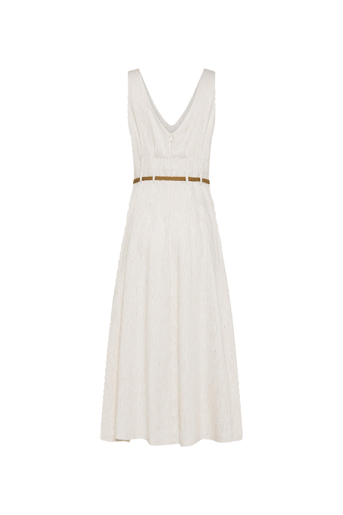 Striped Linen Midi Dress