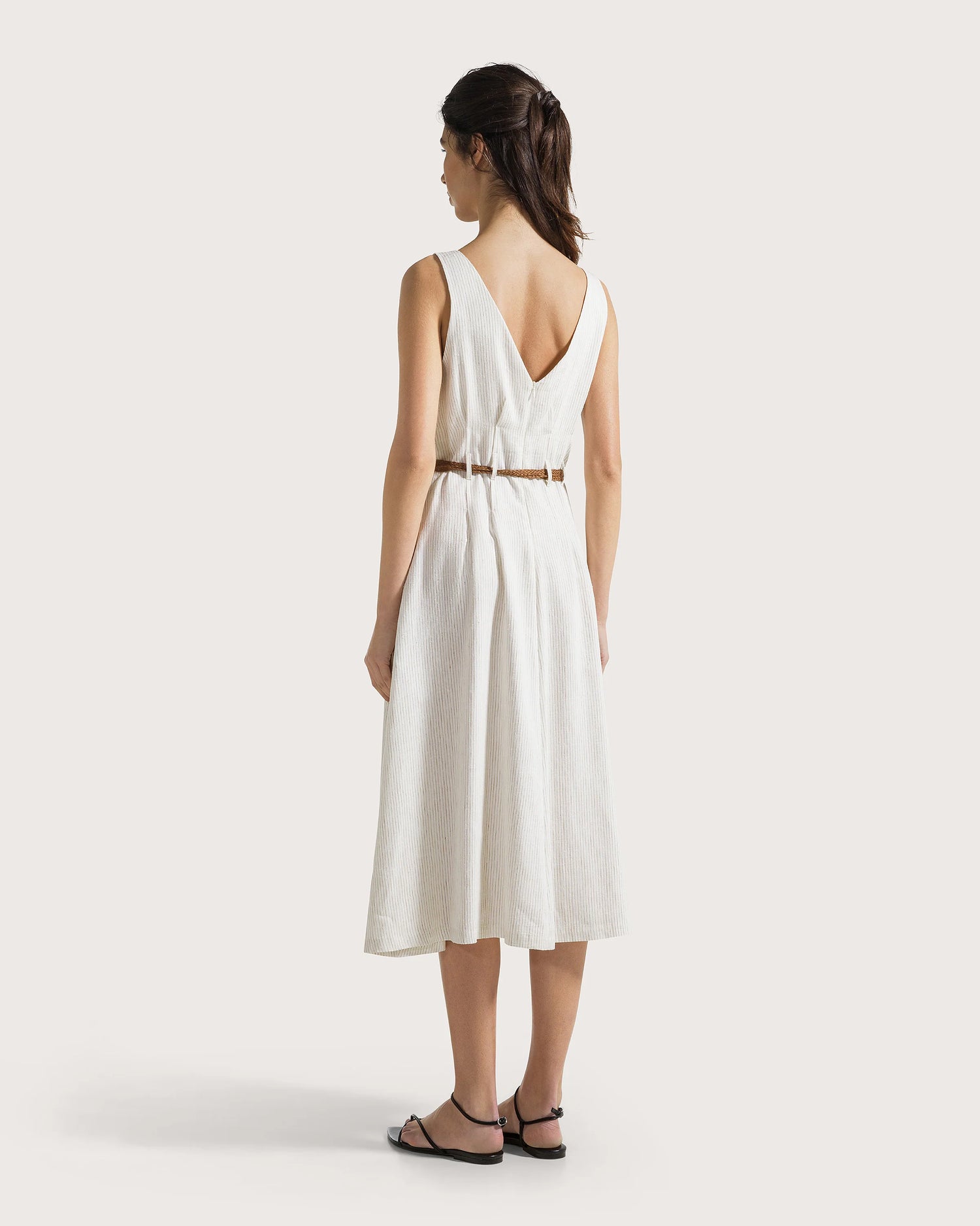 Striped Linen Midi Dress