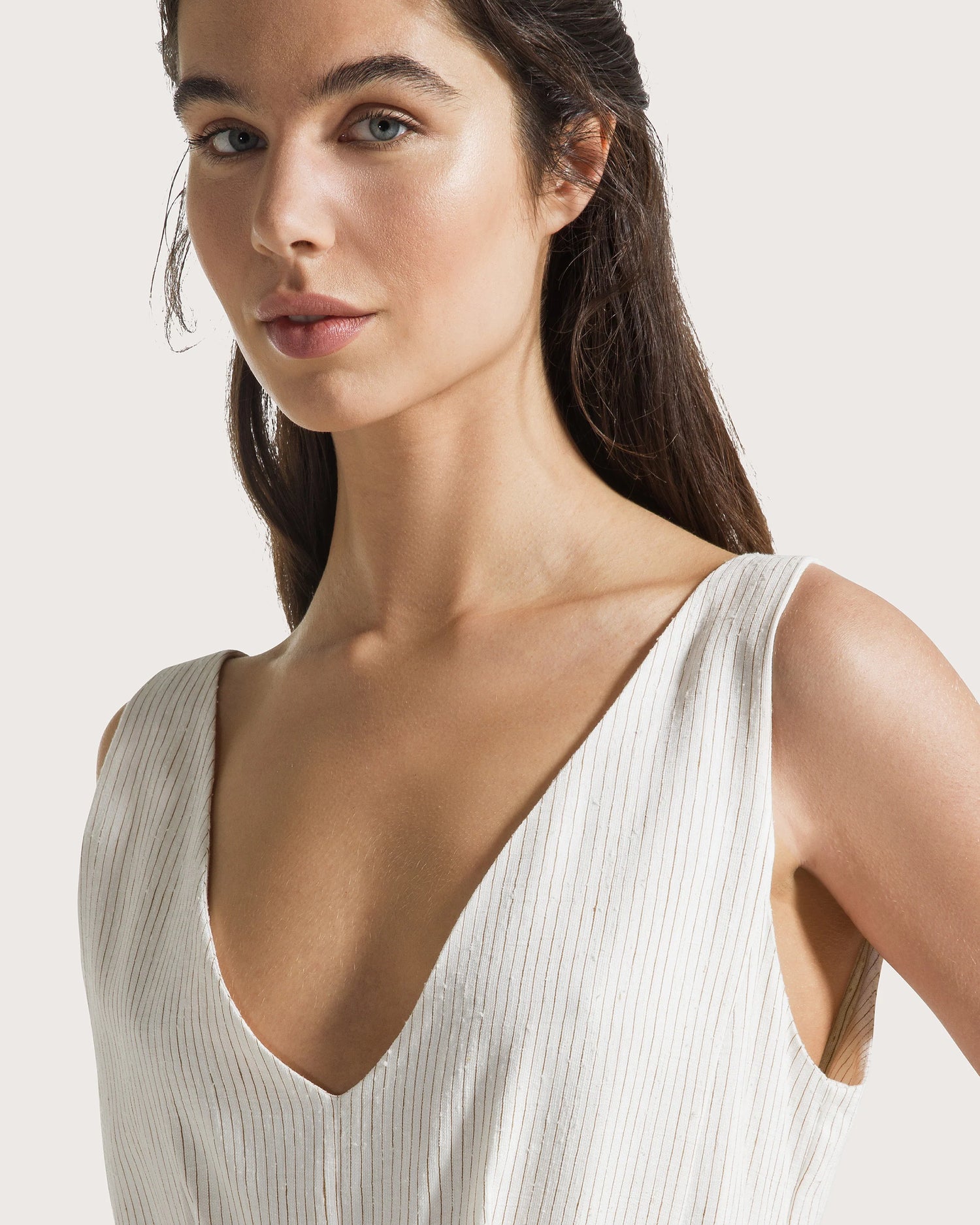 Striped Linen Midi Dress