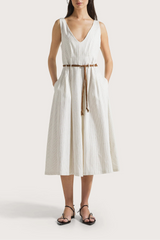 Striped Linen Midi Dress