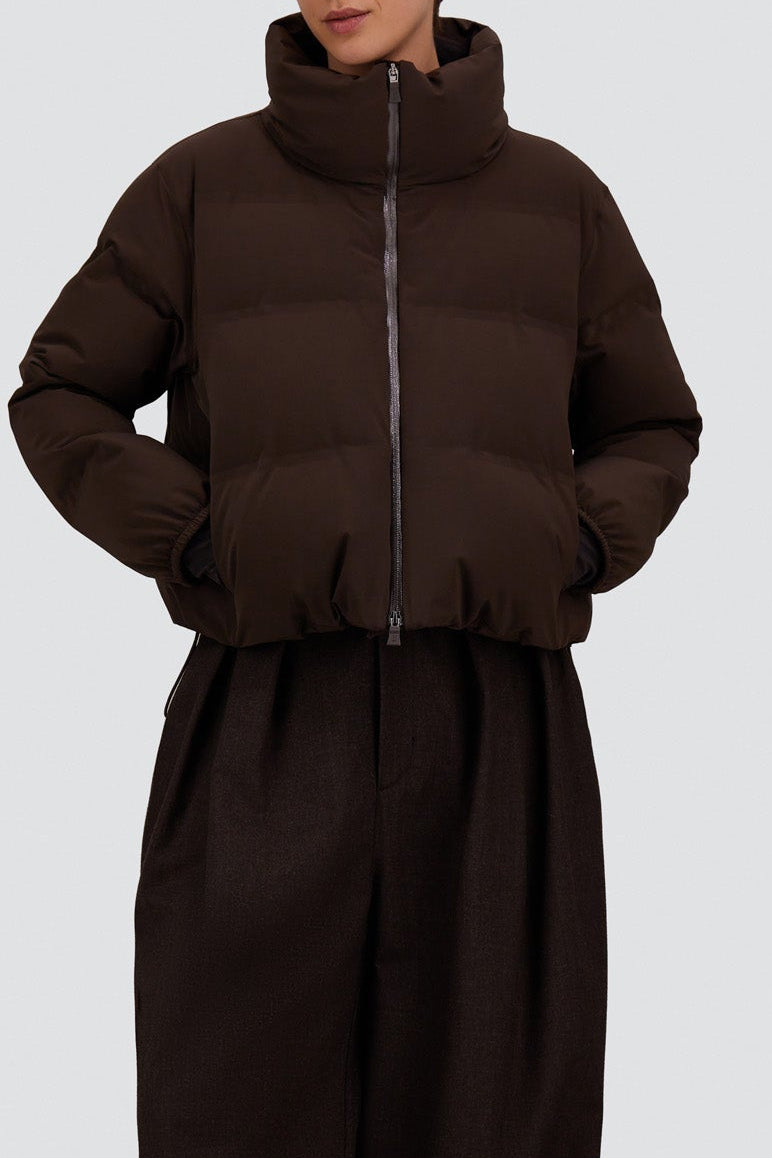 Herno PI002230D-8815 dark brown puffer jacket - model front