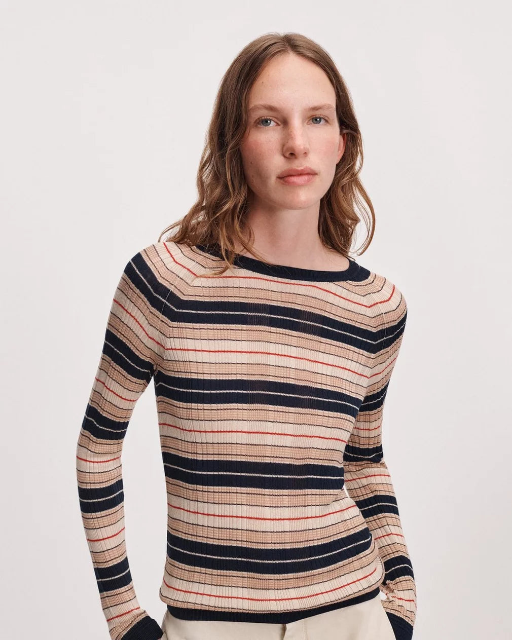 Teresa Silk Stripe Crew