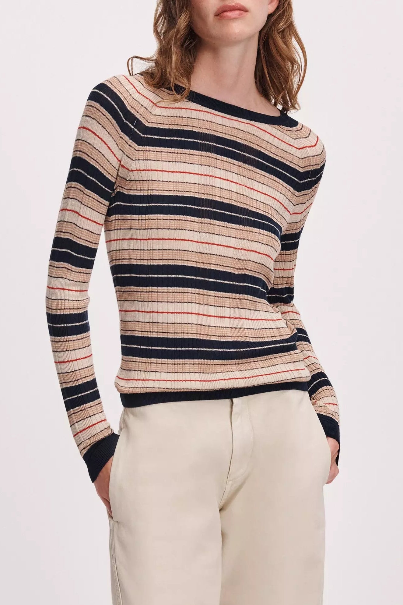 Teresa Silk Stripe Crew