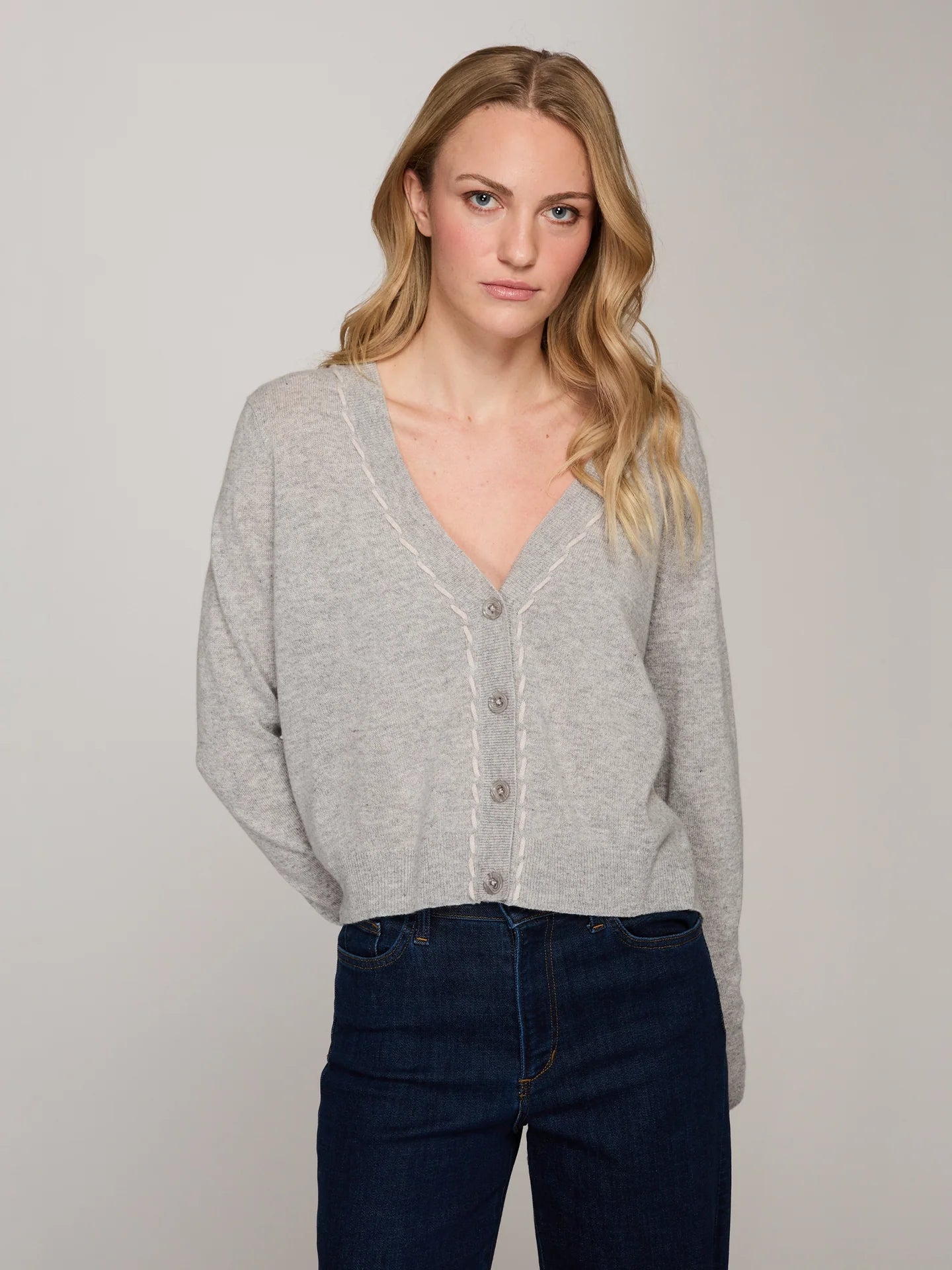 V Neck Cardigan W/ Tubular Lacing