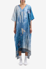 V Neck Silk Kaftan