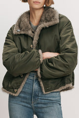 Veronica Beard Varell Reversible Jacket in Loden front