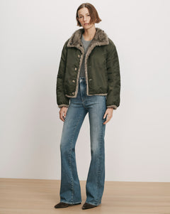 Veronica Beard Varell Reversible Jacket in Loden full length