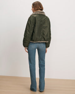 Veronica Beard Varell Reversible Jacket in Loden back view