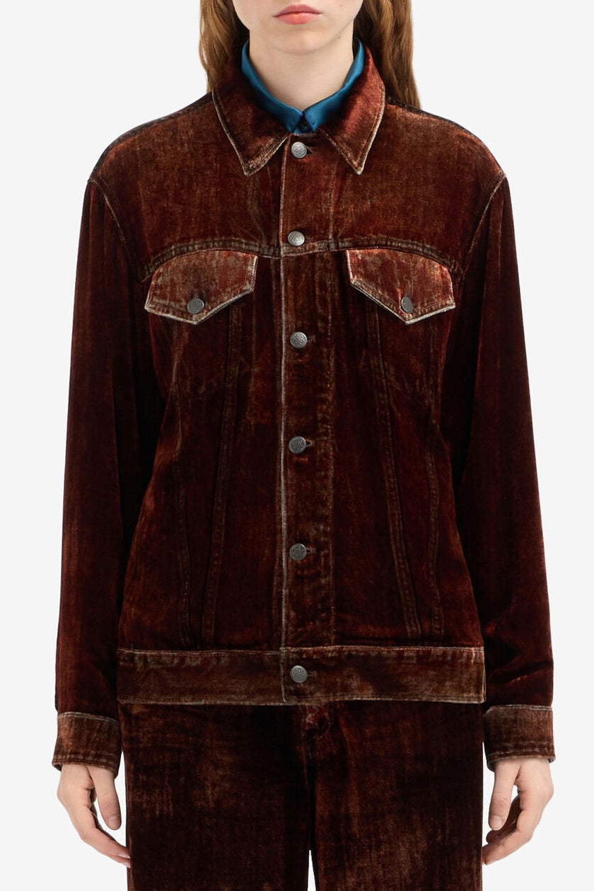 Velvet Denim Printed Jacket