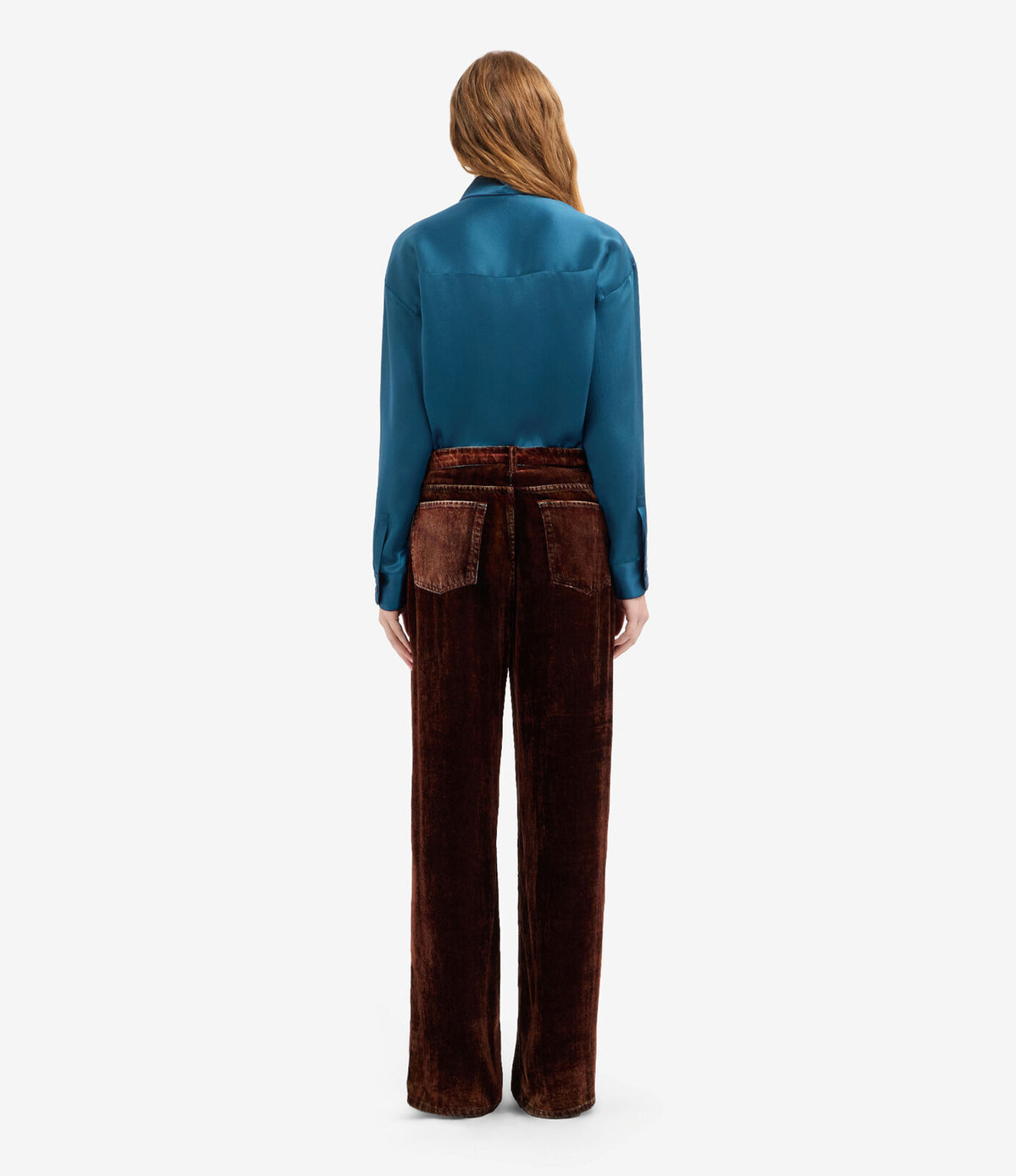 Velvet Denim Printed Trousers