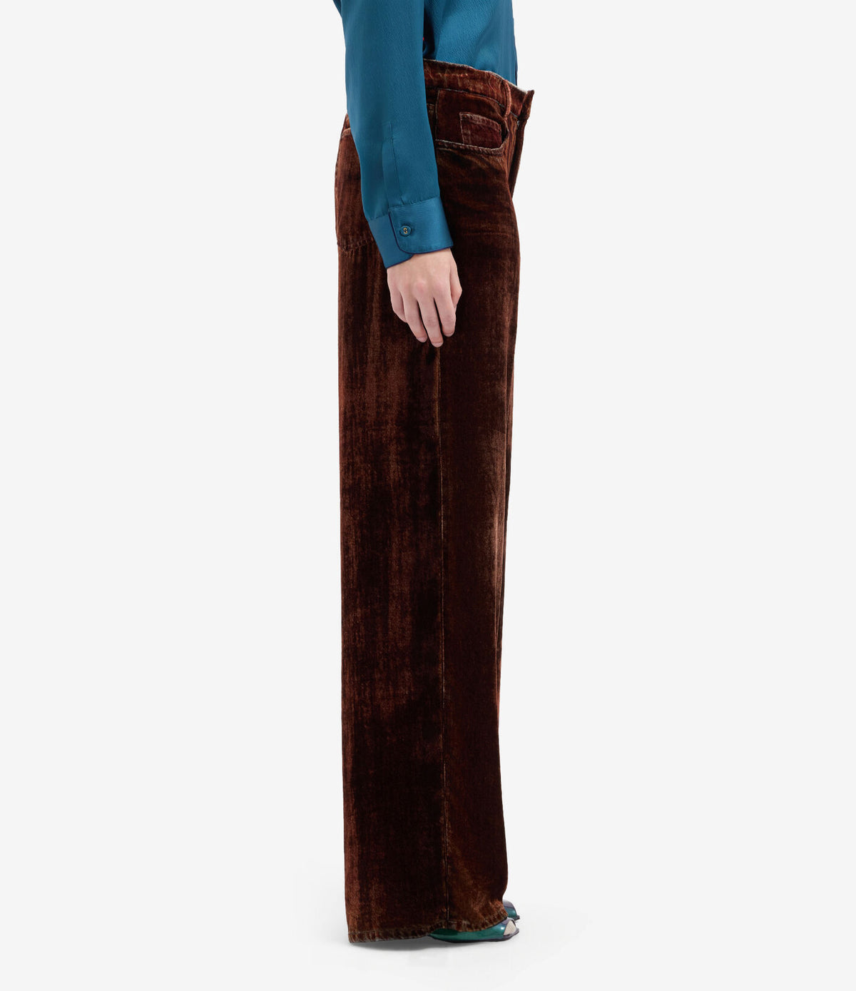 Velvet Denim Printed Trousers