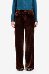 Velvet Denim Printed Trousers