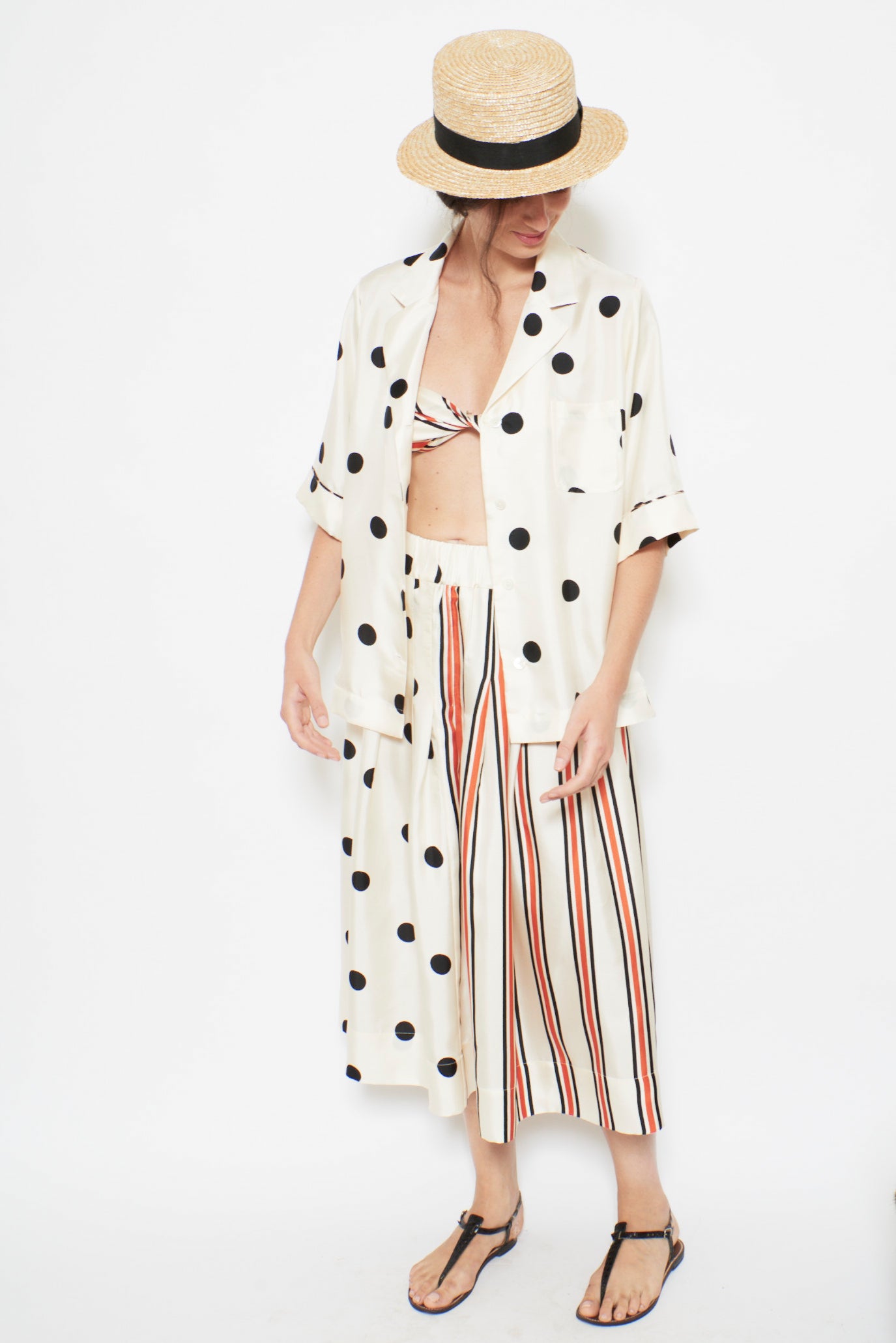 VENISE Skirt | Mix Pois Grosso Noir Ecru Stylish Women’s Skirt