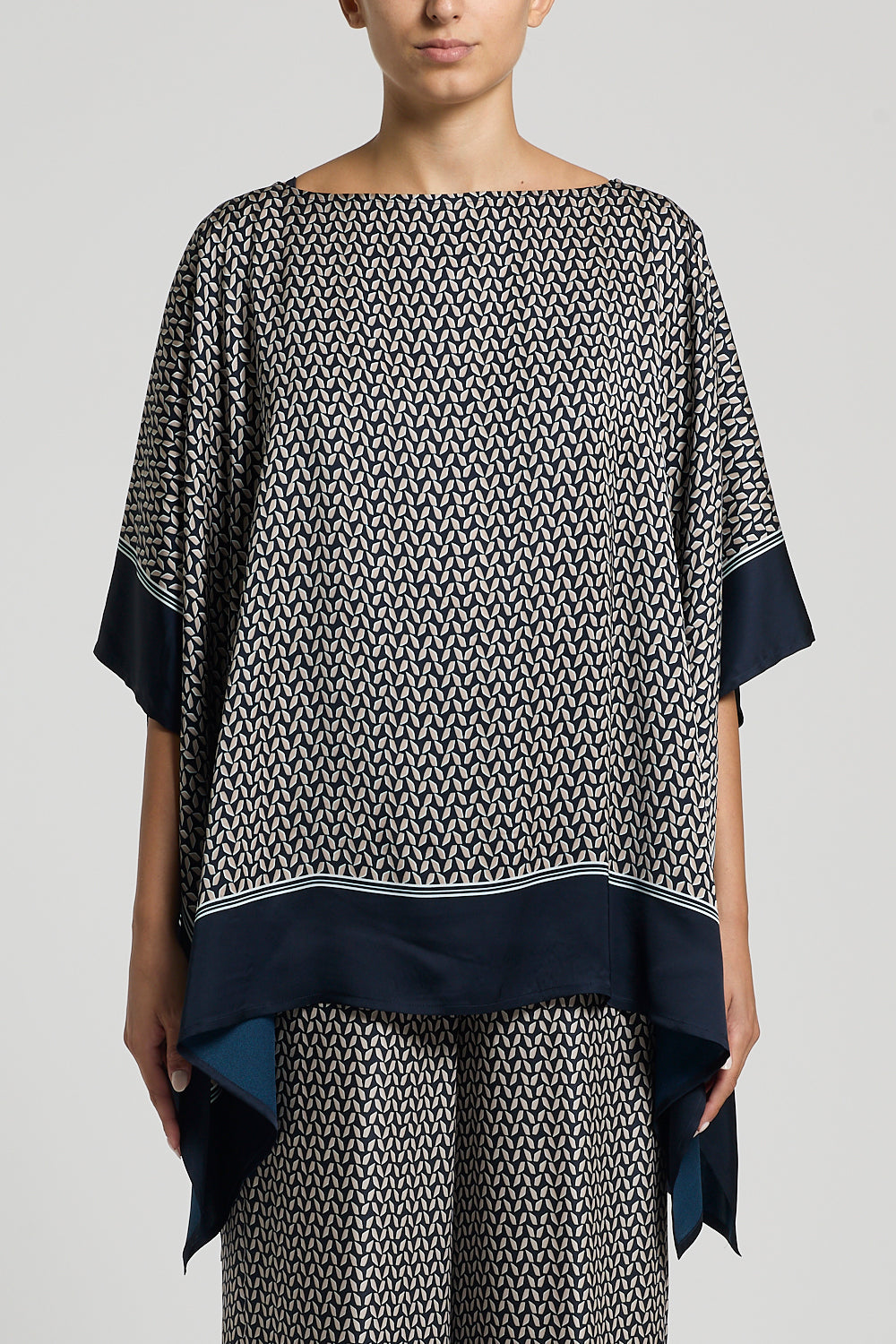 Viscose Satin Printed Poncho Top