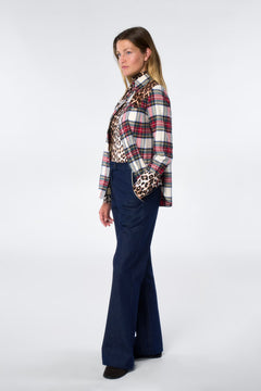 Western Shirt Mix Tartan Red Green Ecru 1