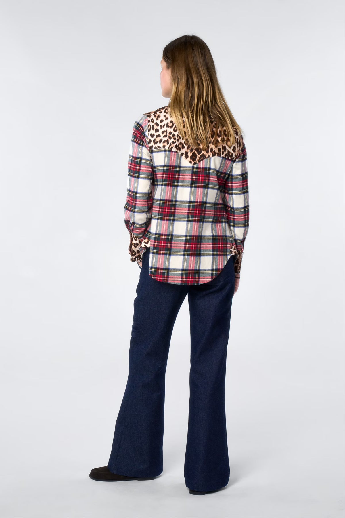 Western Shirt Mix Tartan Red Green Ecru 2