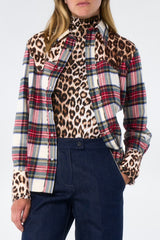 Western Shirt Mix Tartan Red Green Ecru 3