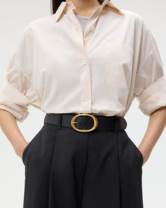 Wide Leather Belt with Brass Buckle – Italian Cowhide