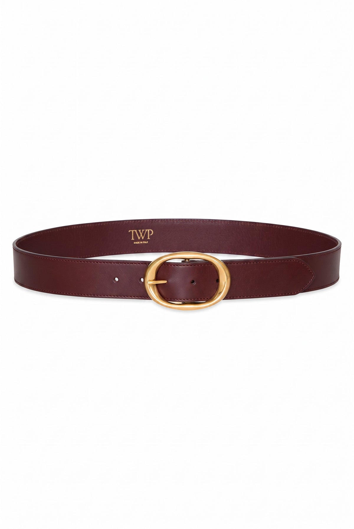 Wide Leather Belt With Brass Buckle