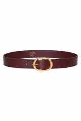 Wide Leather Belt With Brass Buckle