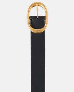 Wide Leather Belt with Brass Buckle – Italian Cowhide