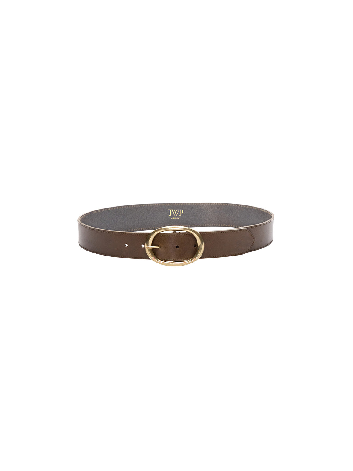 Wide Leather Belt With Brass Buckle