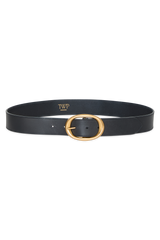 Wide Leather Belt with Brass Buckle – Italian Cowhide