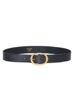Wide Leather Belt with Brass Buckle – Italian Cowhide