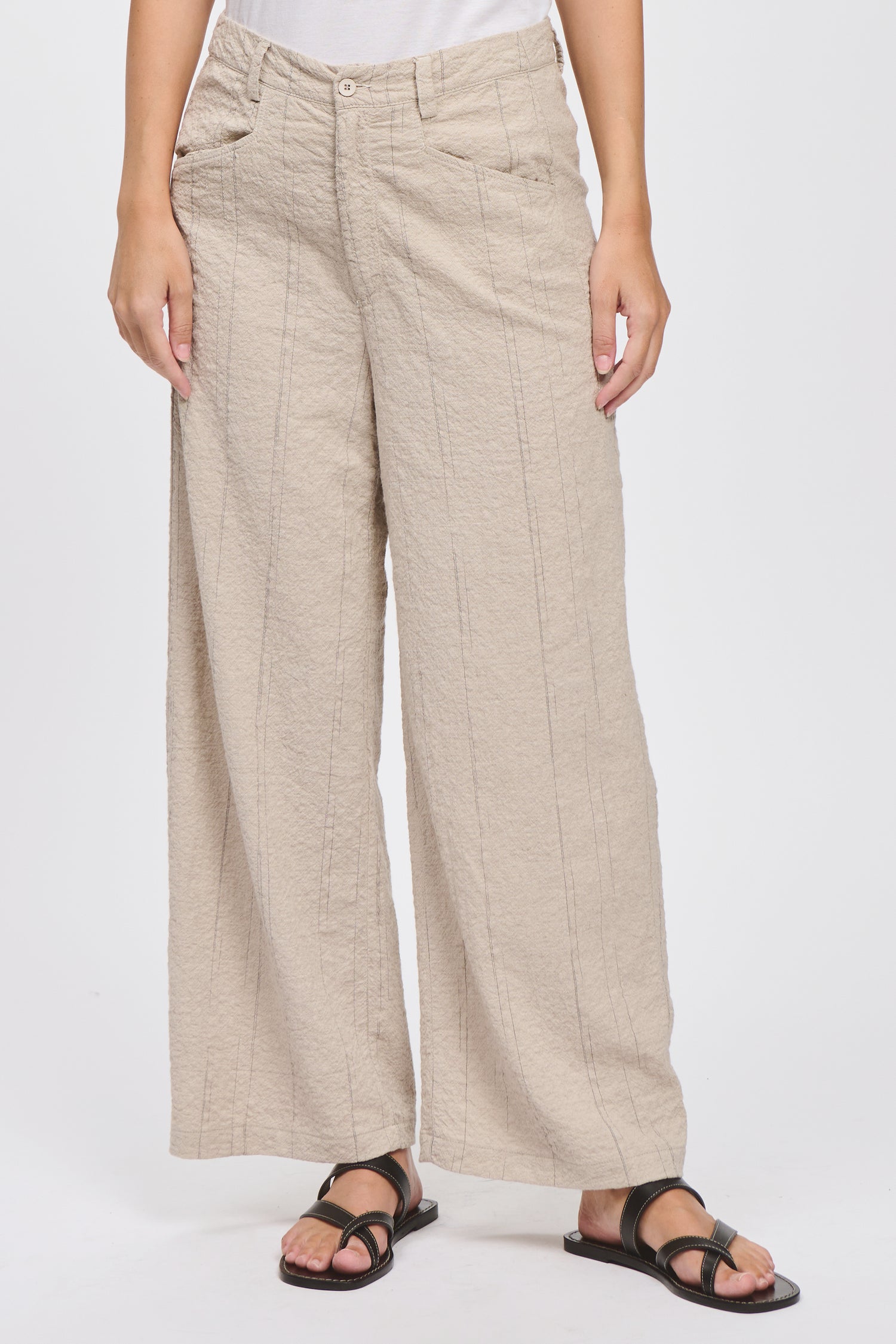 Wide-Leg Embossed Trouser