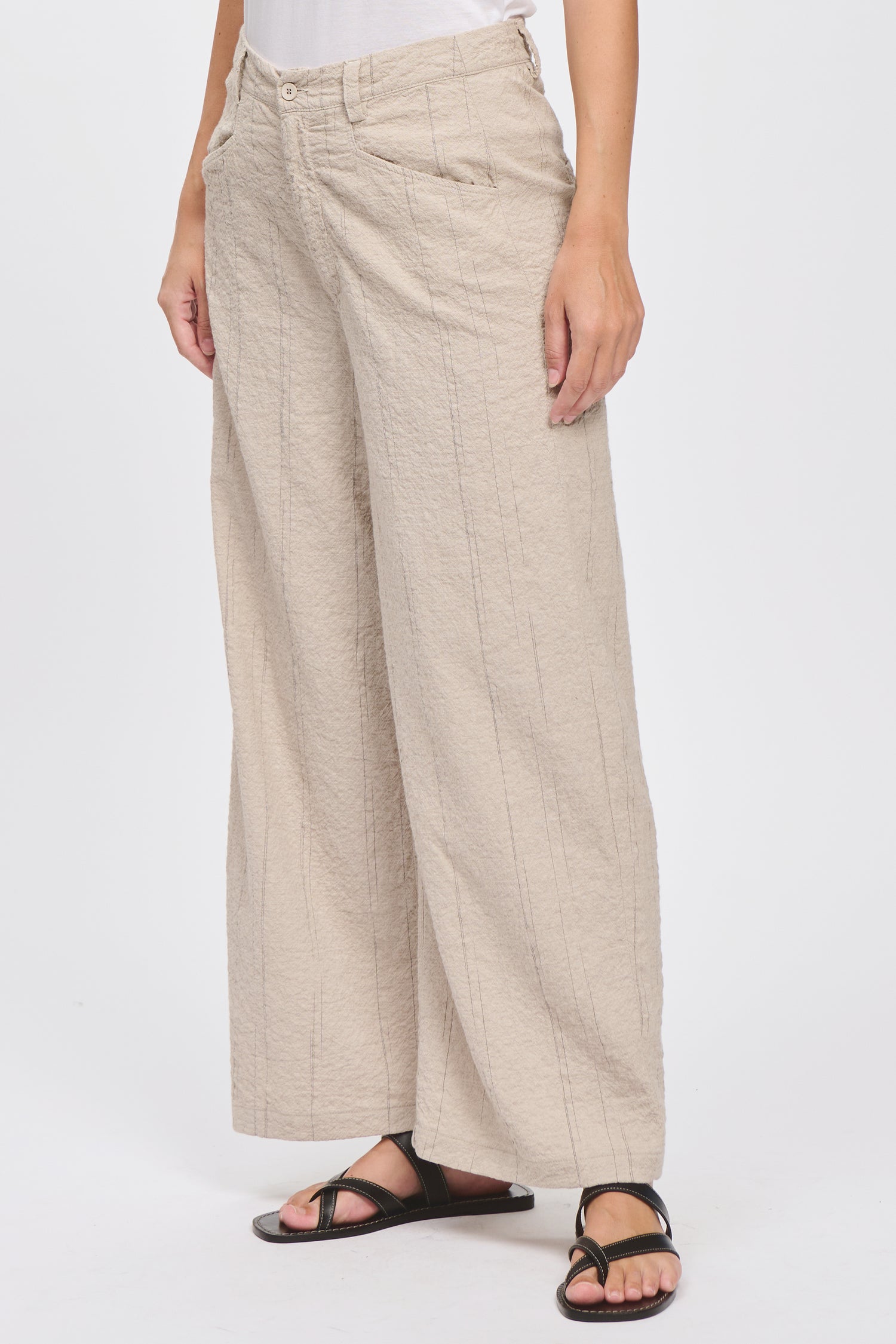 Wide-Leg Embossed Trouser